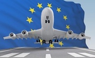 Avión y bandera fuera de Europa