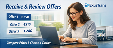 Particular revisando ofertas de transporte de transportistas en la plataforma ExusTrans
